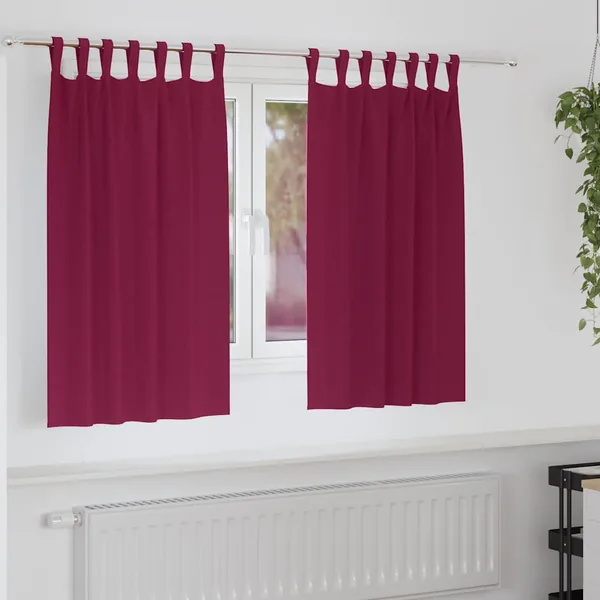 Rideaux occultants avec anneaux 2 pcs Bordeaux 140 x 140 cm