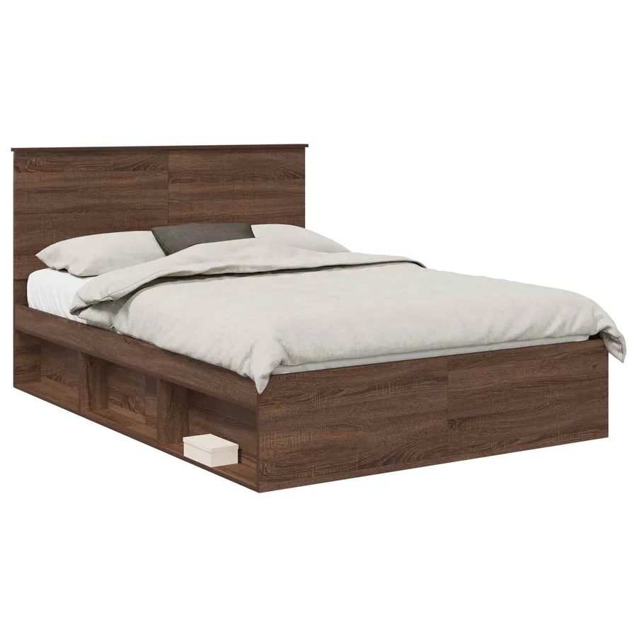 Cadre de lit Chêne brun 140 x 200 cm Bois de pin massif - 2