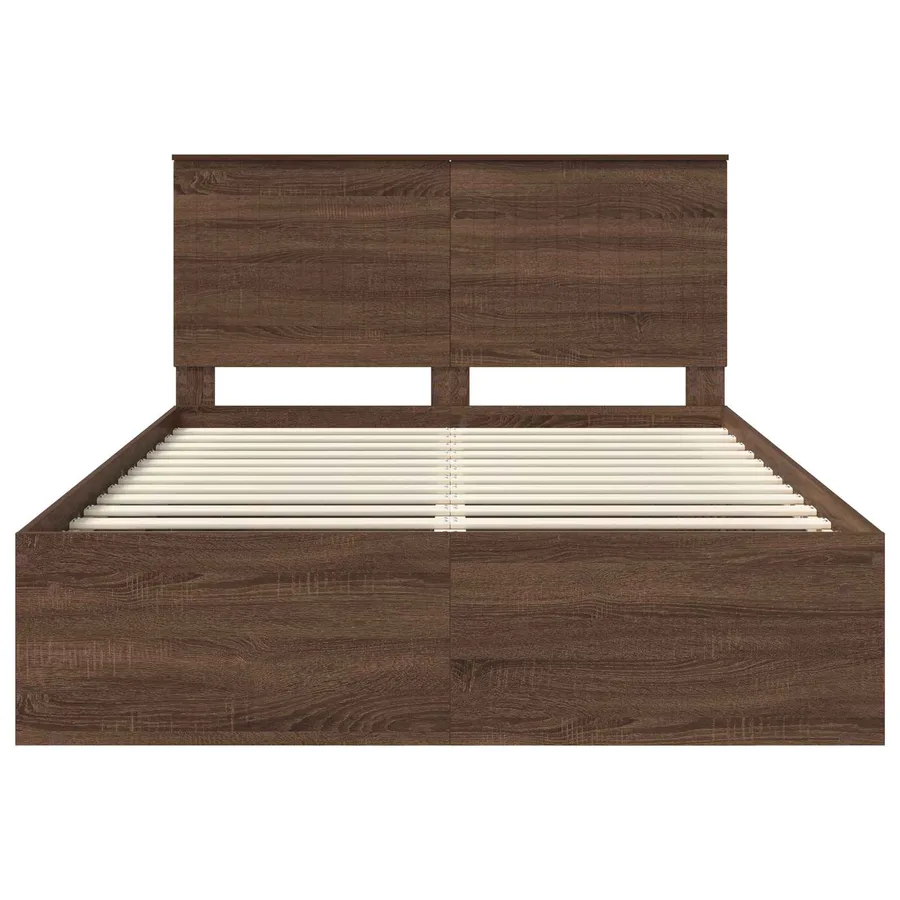 Cadre de lit Chêne brun 140 x 200 cm Bois de pin massif - 7