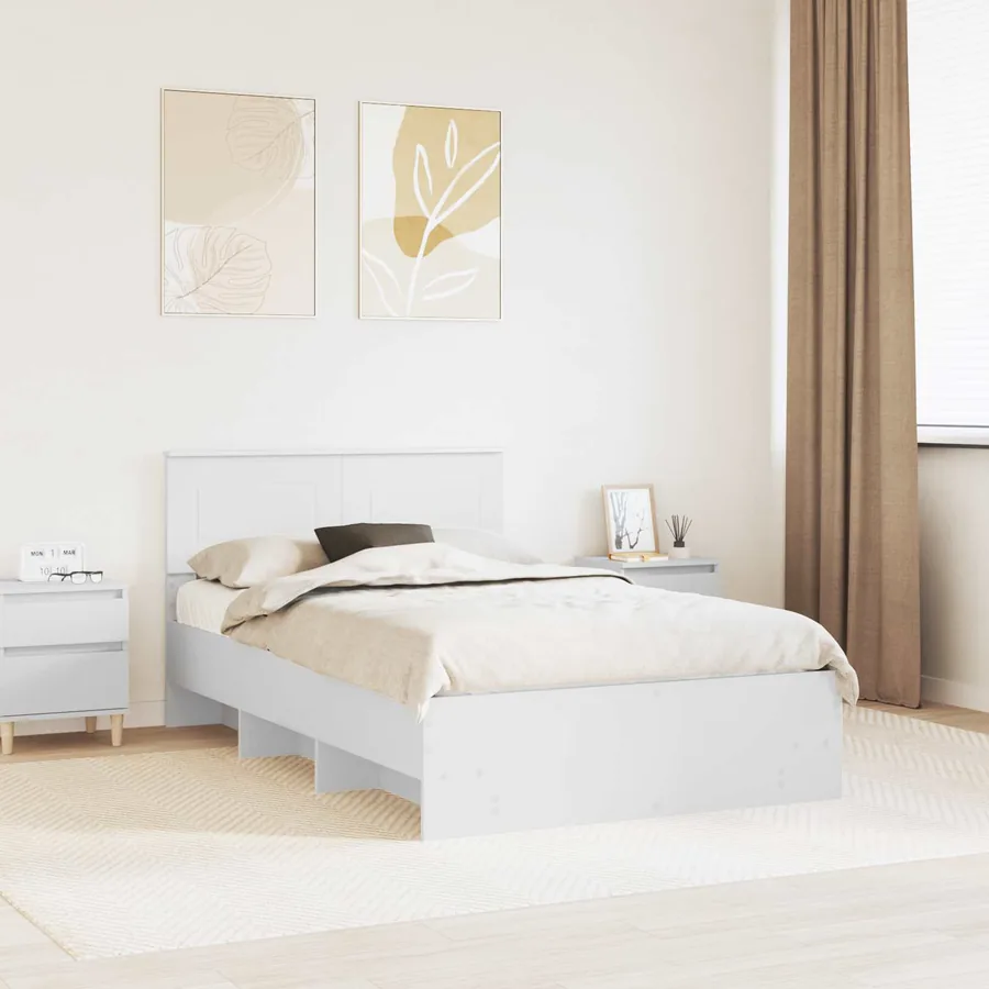 Cadre de lit Blanc 120 x 123 cm Bois d'ingénierie