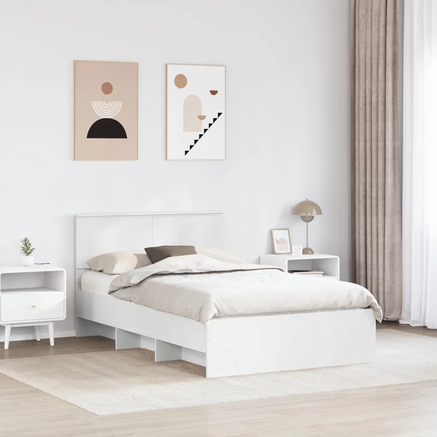 Cadre de lit Blanc 120 x 123 cm Bois d'ingénierie - 3