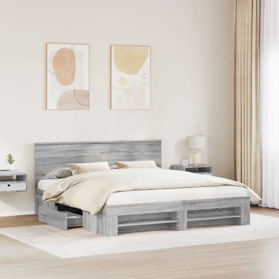 Cadre de lit Gris Sonoma 180 x 200 cm Bois d'ingénierie - 3