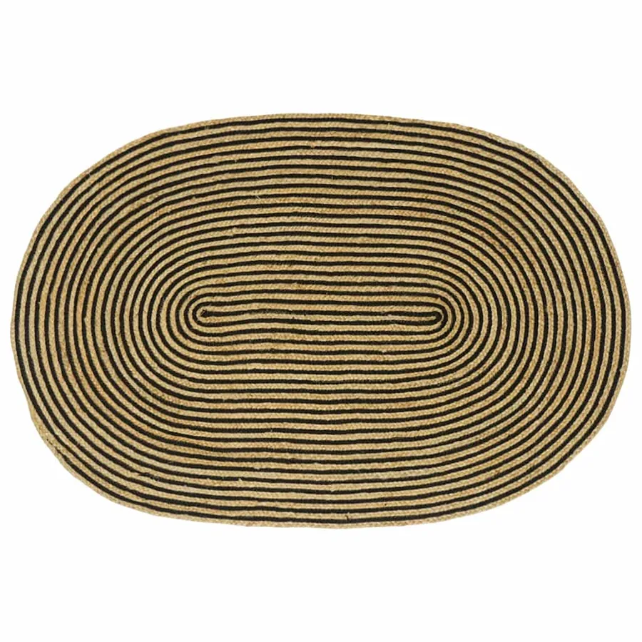 Tapis de surface Naturel et noir 100 x 152 cm Jute