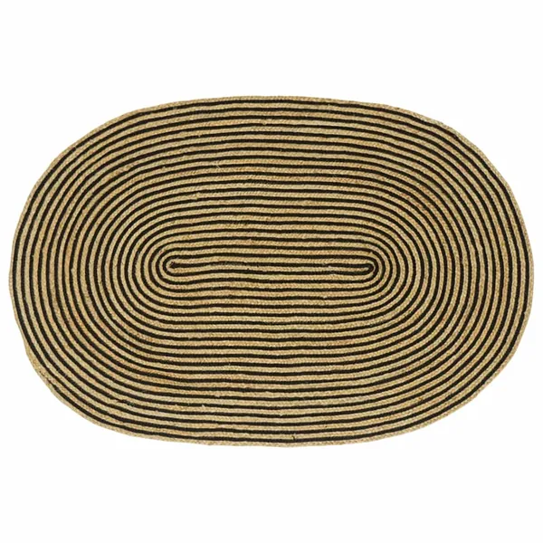 Tapis de surface Naturel et noir 100 x 152 cm Jute