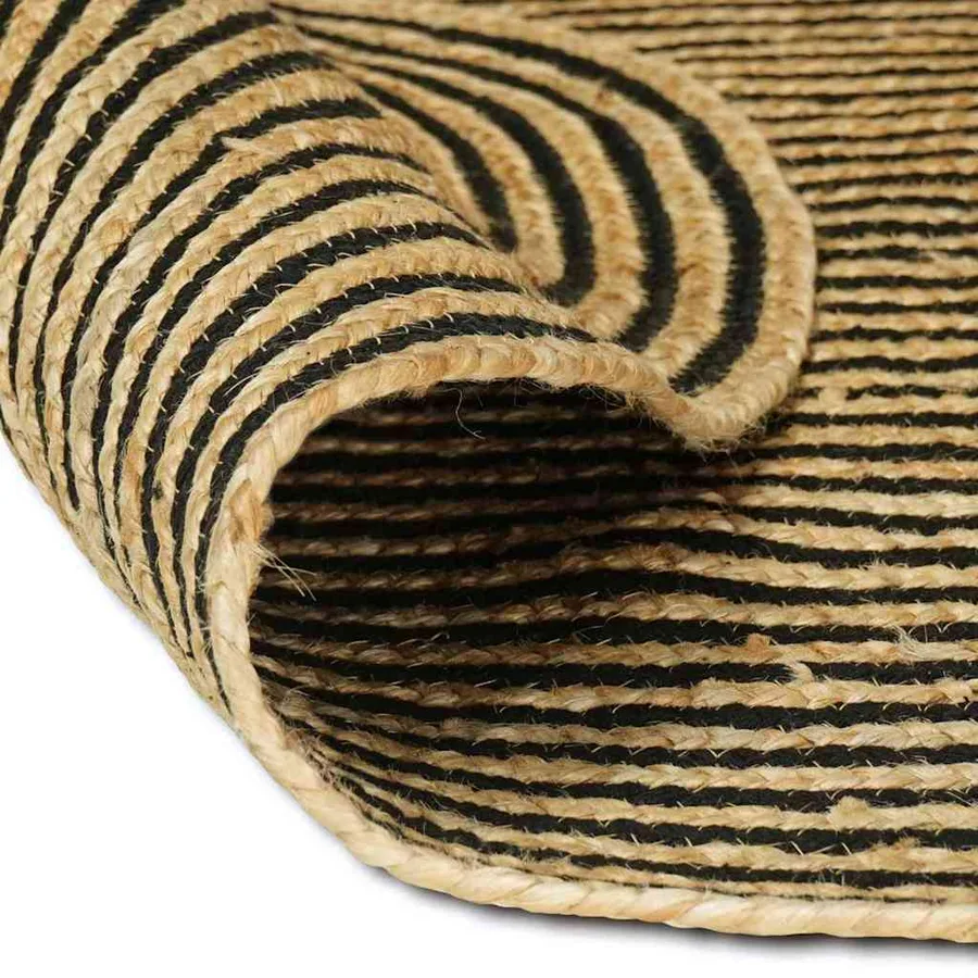 Tapis de surface Naturel et noir 100 x 152 cm Jute - 3