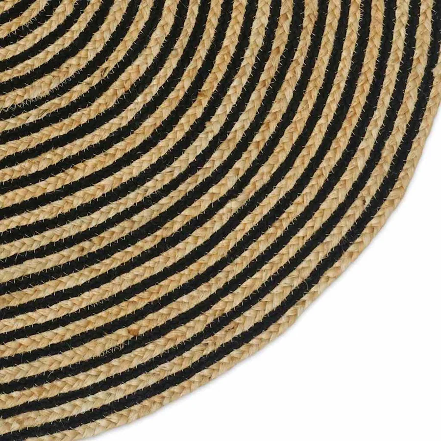 Tapis de surface Naturel et noir 100 x 152 cm Jute - 5
