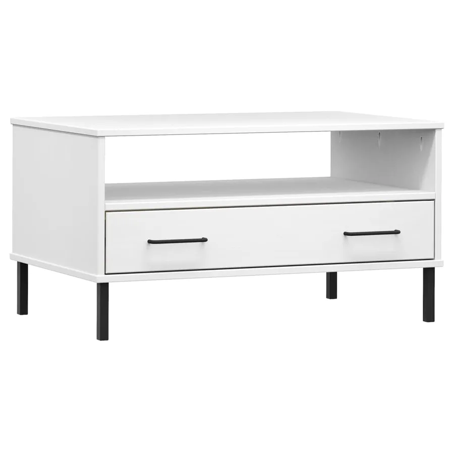 Table basse avec pieds en métal Blanc 85x50x45 cm Bois OSLO - 2