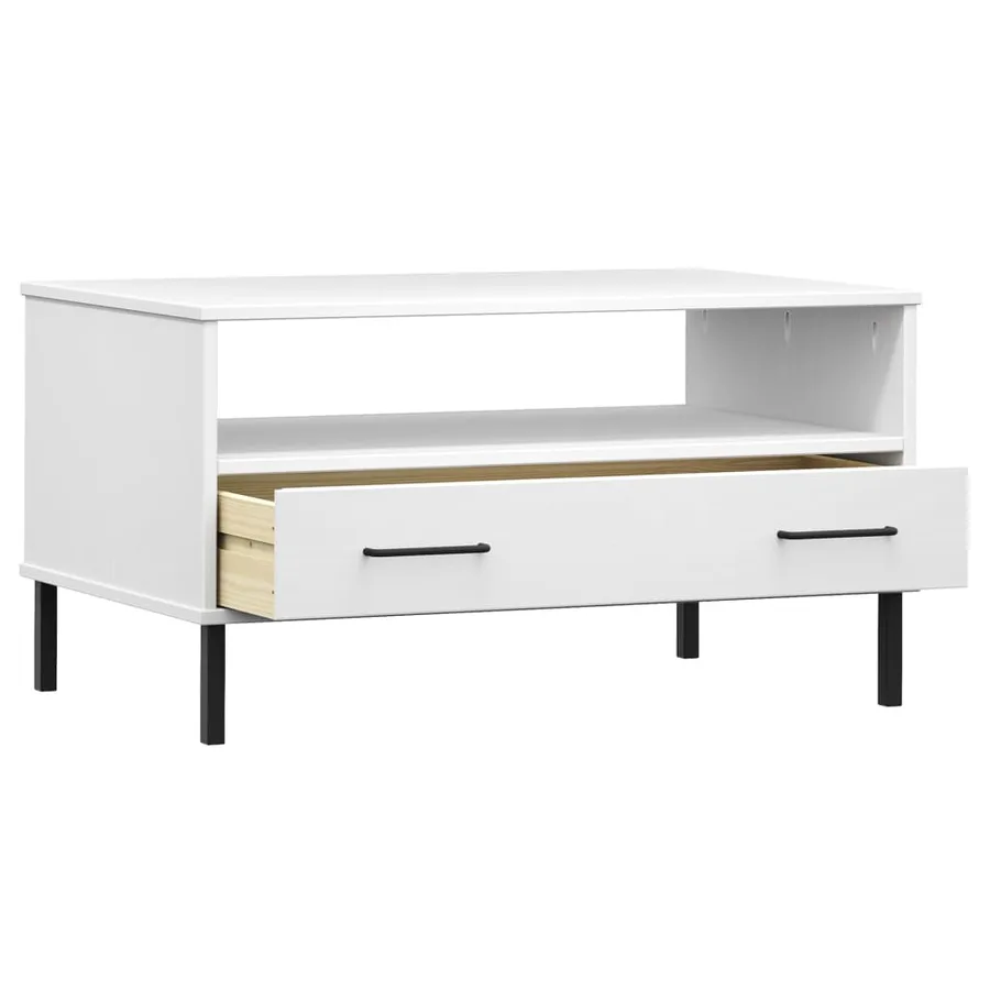 Table basse avec pieds en métal Blanc 85x50x45 cm Bois OSLO - 5