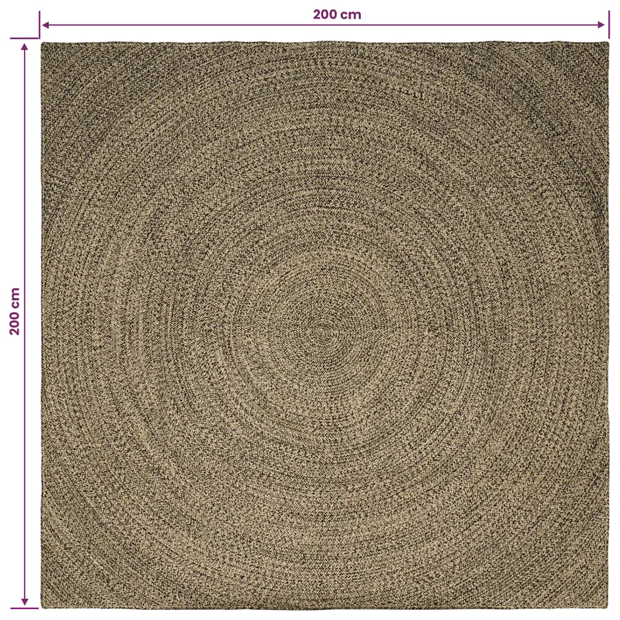 Tapis de surface Naturel et noir 200 x 200 cm Jute - 7