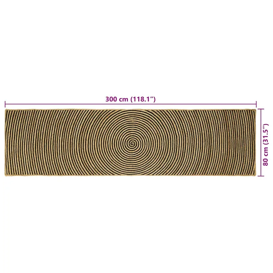 Tapis de surface Noir 80 x 300 cm Jute - 9