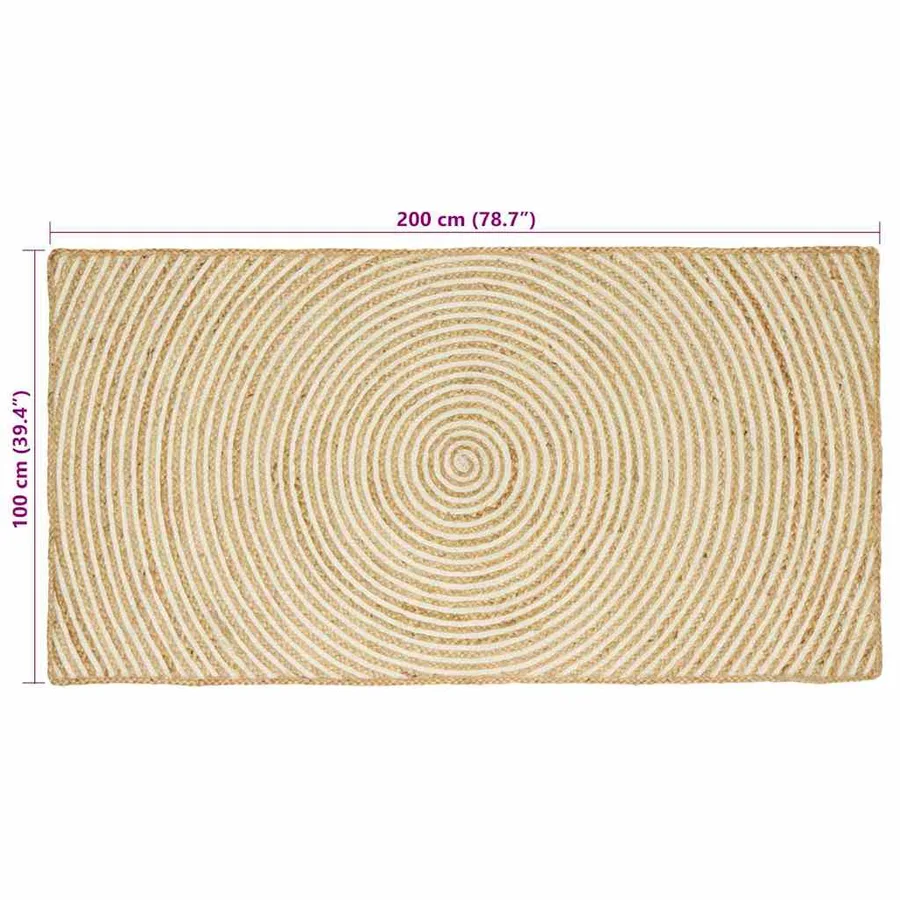 Tapis de surface Blanc 100 x 200 cm Jute - 8