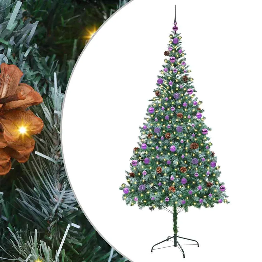 Sapin de Noël artificiel avec 300 LED Vert 210 cm PVC et Acier - 2