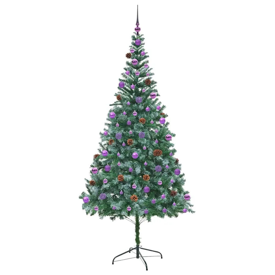 Sapin de Noël artificiel avec 300 LED Vert 210 cm PVC et Acier - 4