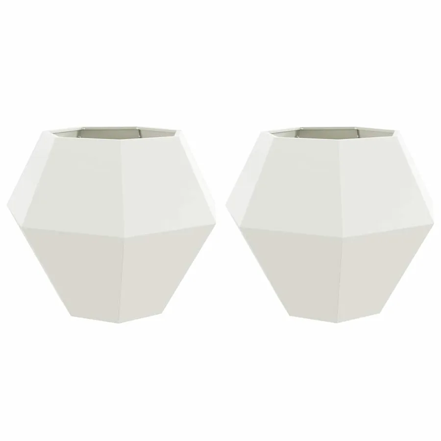 Jardinière 2 pc Blanc 100 x 100 x 80 cm Acier - 2