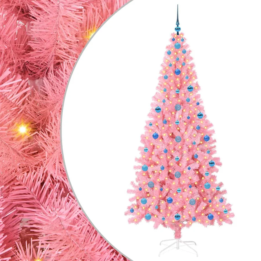 Sapin de Noël avec 300 LED avec support Rose 210 cm PVC - 2