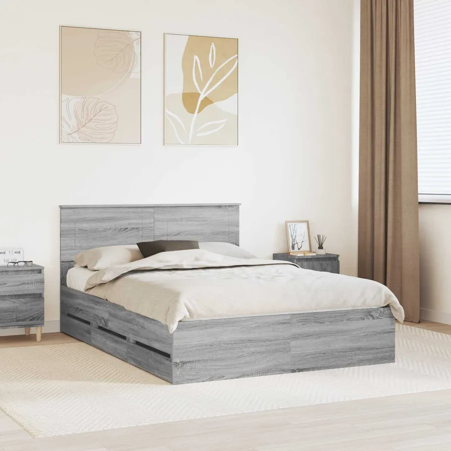 Cadre de lit Gris Sonoma 140 x 200 cm Bois Ingénierie