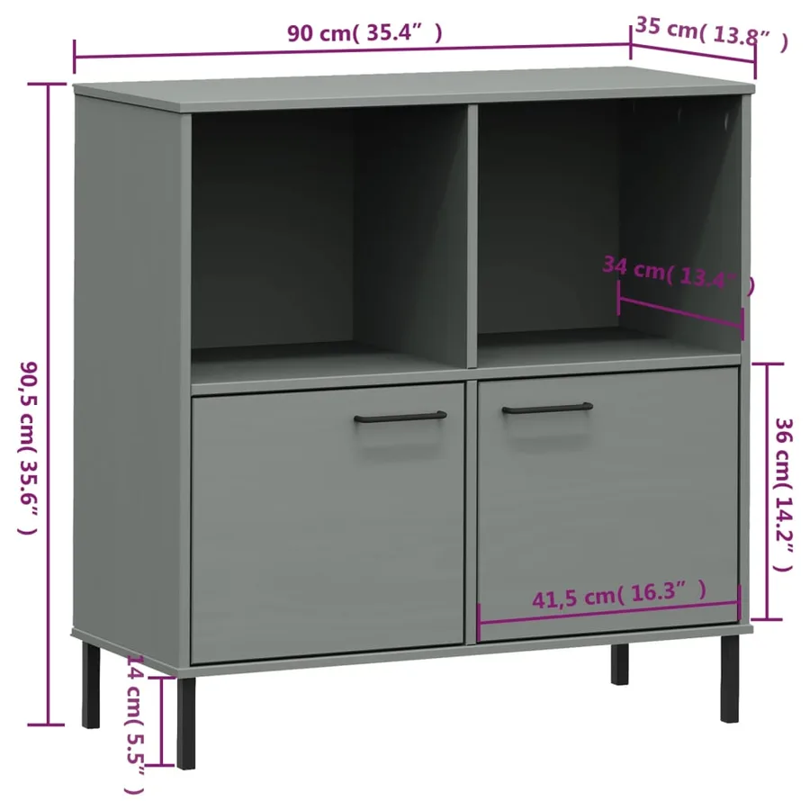 Bibliothèque avec pieds en métal Gris 90x35x90,5 cm Bois OSLO - 8
