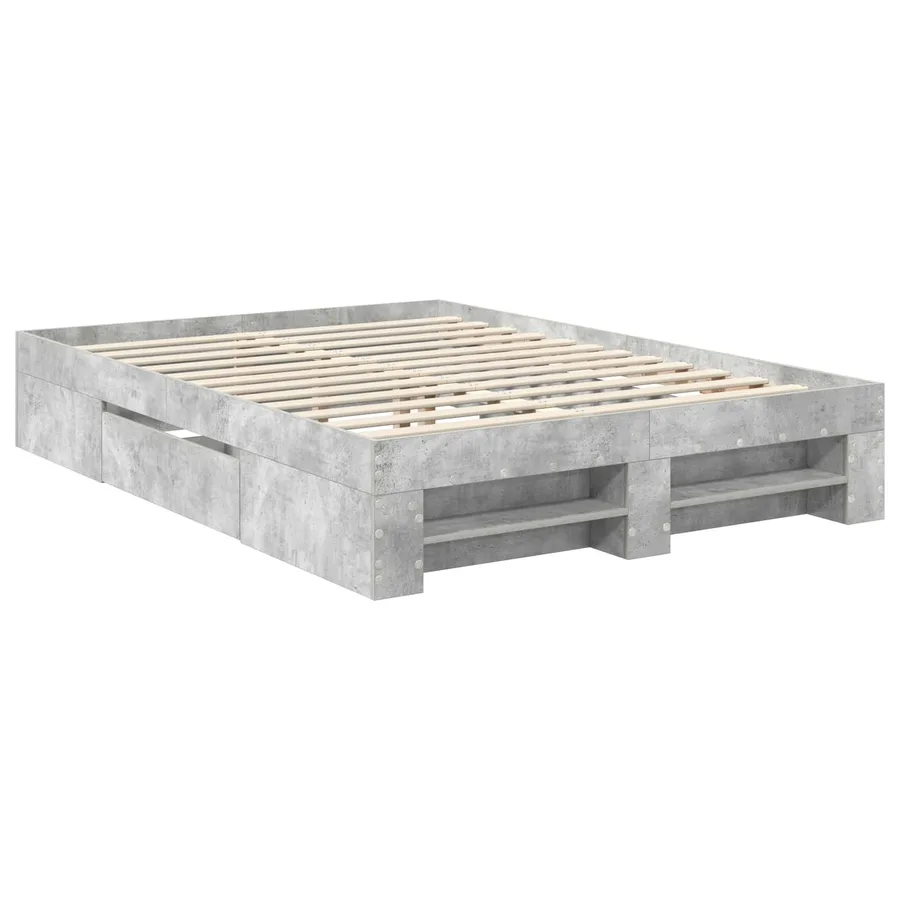 Cadre de lit Gris béton 140 x 200 cm Bois d'ingénierie - 6