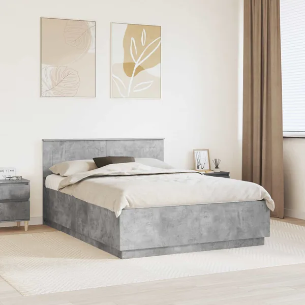 Cadre de lit Gris béton 140 x 190 cm Bois d'ingénierie