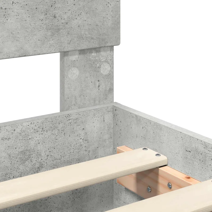 Cadre de lit Gris béton 140 x 190 cm Bois d'ingénierie - 10