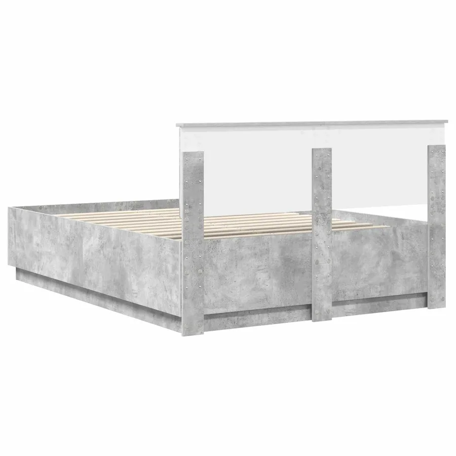 Cadre de lit Gris béton 140 x 190 cm Bois d'ingénierie - 9