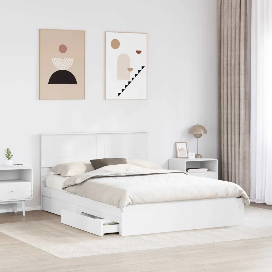 Lit de Rangement Blanc 140 x 200 cm Bois d'ingénierie - 3