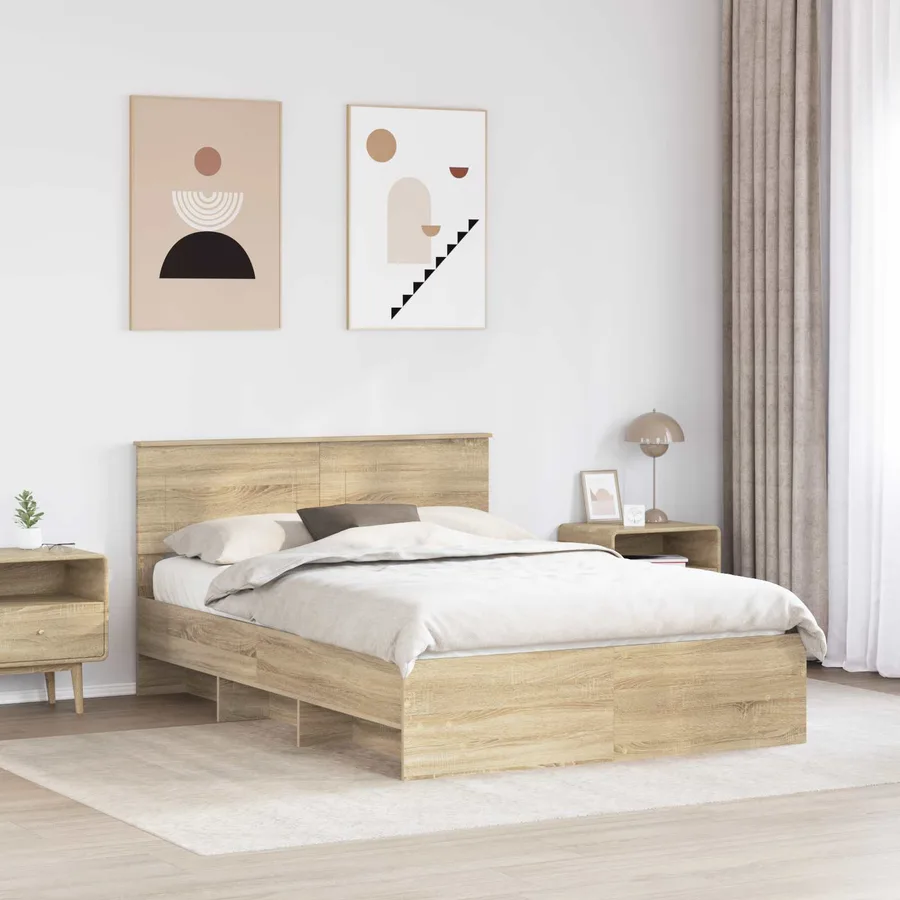 Cadre de lit Chêne Sonoma 140 x 200 cm Bois d'ingénierie - 3