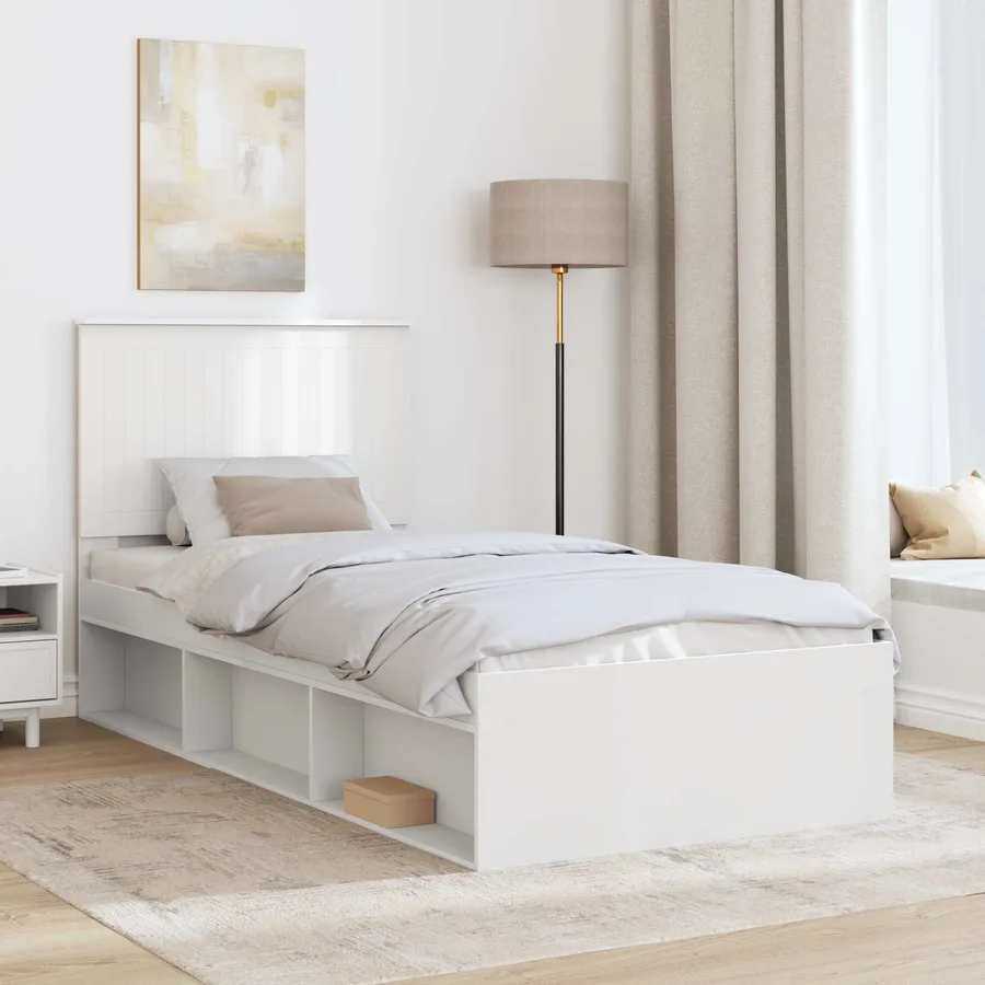 Cadre de lit Blanc 90 x 190 cm Bois de pin massif - 3