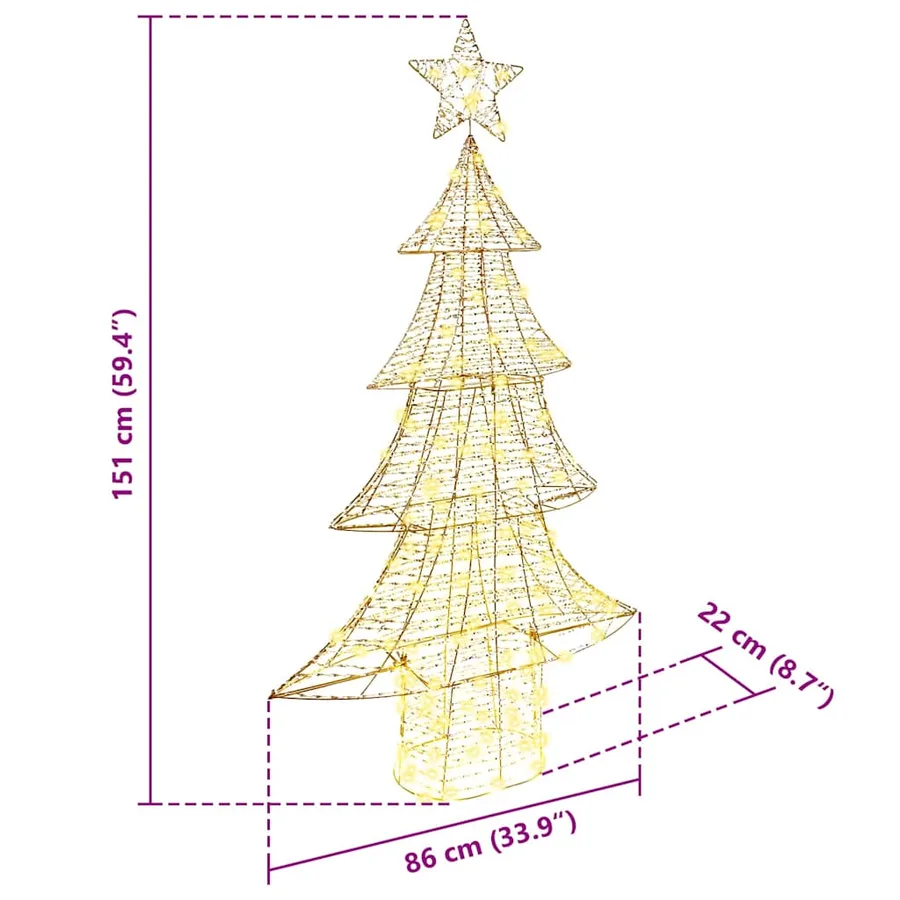 Sapin de Noël avec 160 LED Blanc chaud 151 cm PET - 10