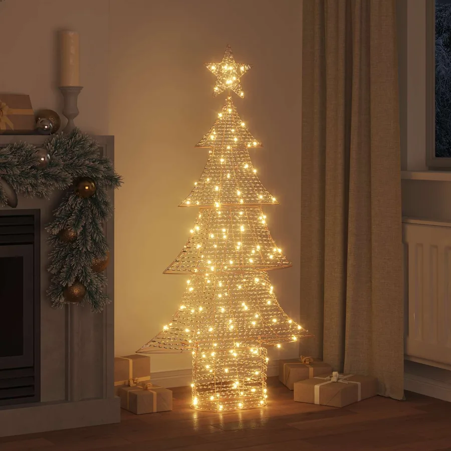 Sapin de Noël avec 160 LED Blanc chaud 151 cm PET - 3