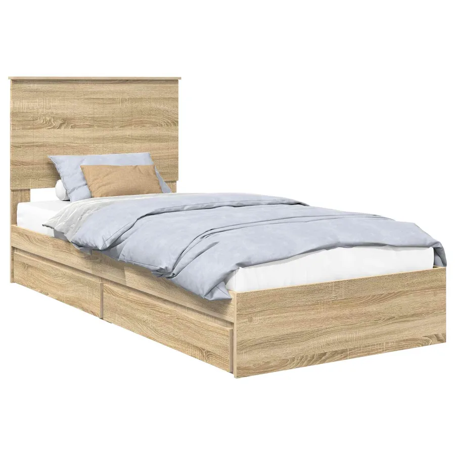 Lit de Rangement Chêne Sonoma 90 x 190 cm Bois d'ingénierie - 2