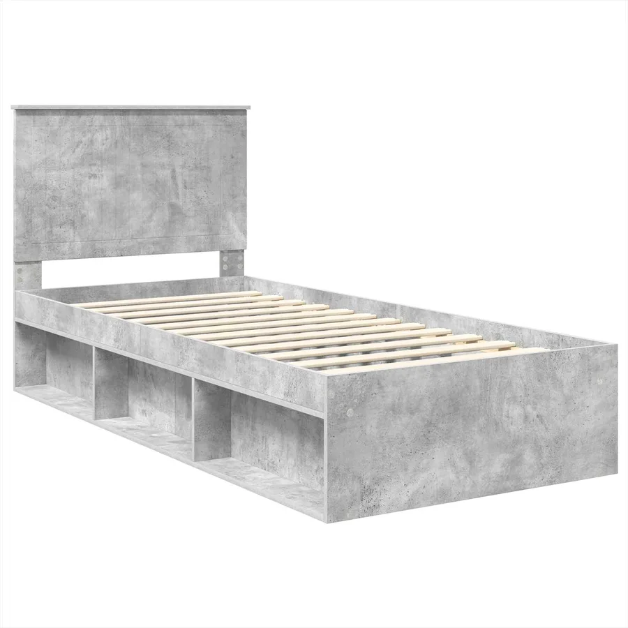 Cadre de lit Béton 90 x 200 cm Bois de pin massif - 4