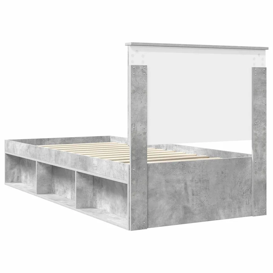 Cadre de lit Béton 90 x 200 cm Bois de pin massif - 9