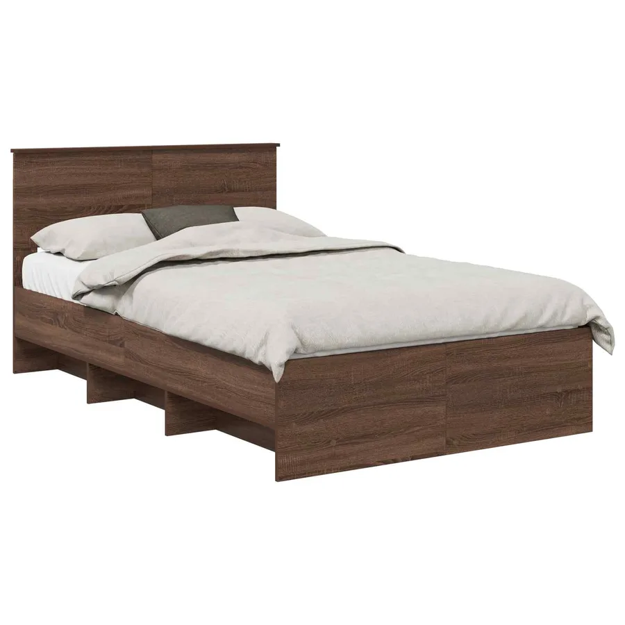 Cadre de lit Chêne brun 120 x 123 cm Bois d'ingénierie - 2
