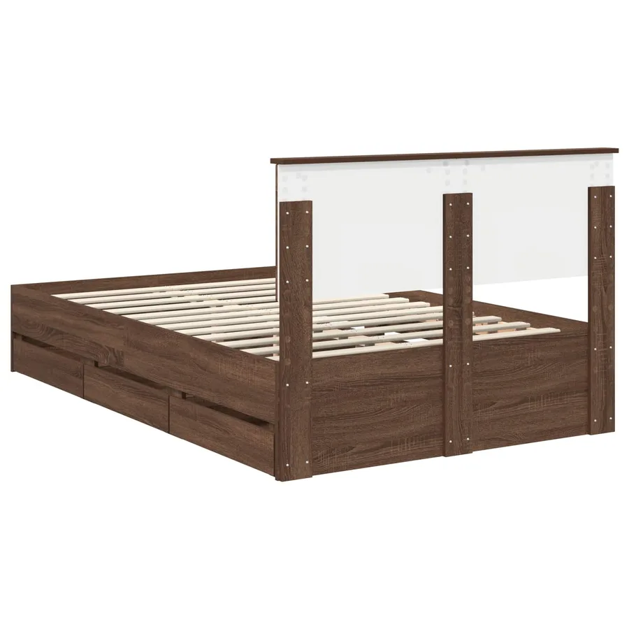 Cadre de lit Chêne brun 120 x 190 cm Bois Ingénierie - 10