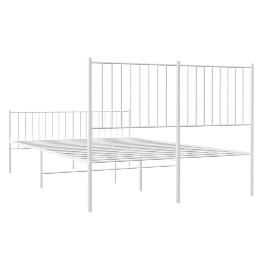 Cadre de lit métal sans matelas et pied de lit blanc 135x190 cm - 9