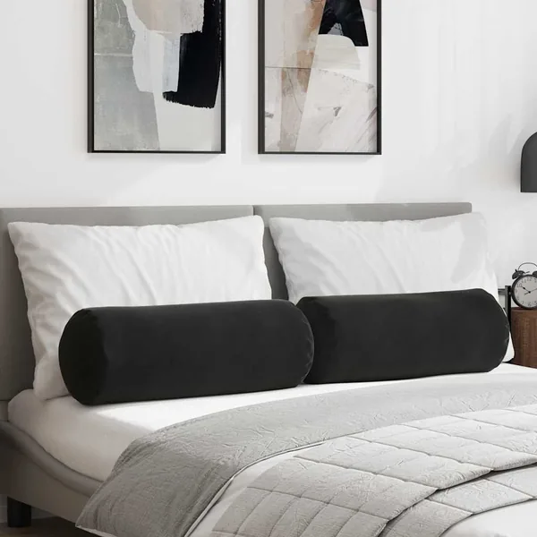 Coussins d'accent 2 pcs Noir Ø 25 x 70 cm