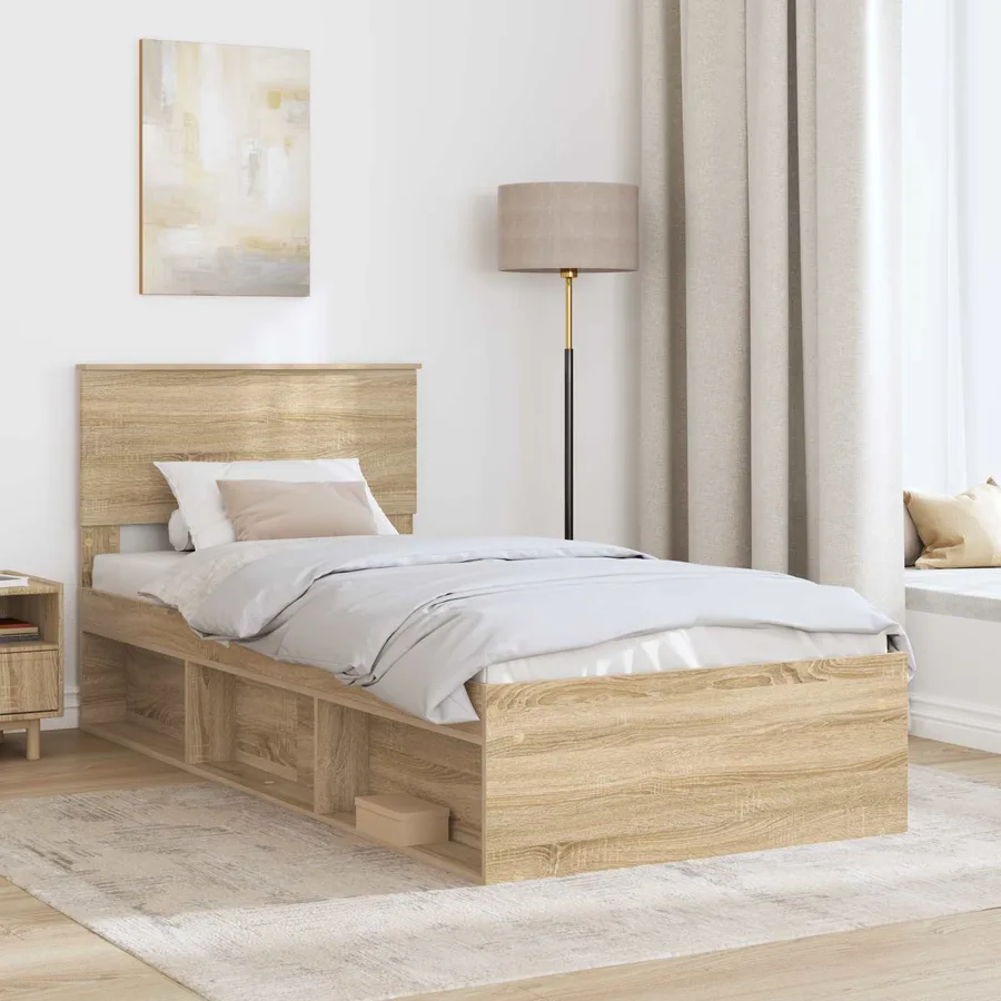 Cadre de lit Chêne Sonoma 75 x 190 cm Bois d'ingénierie - 3