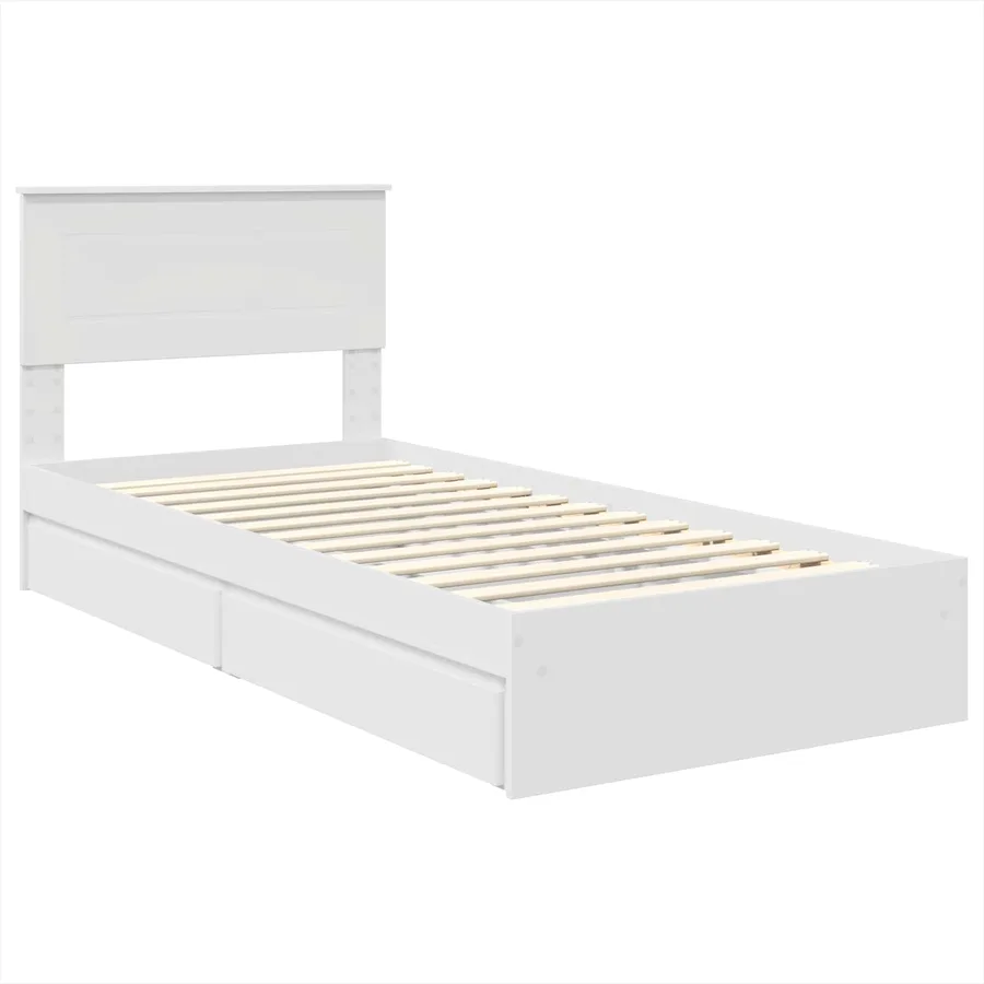 Lit de Rangement Blanc 75 x 190 cm Bois d'ingénierie - 4