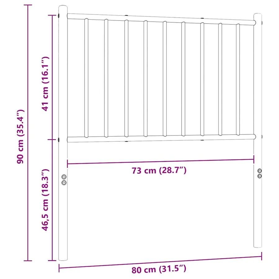 Tête de lit de remplacement métal noir 75 cm - 7
