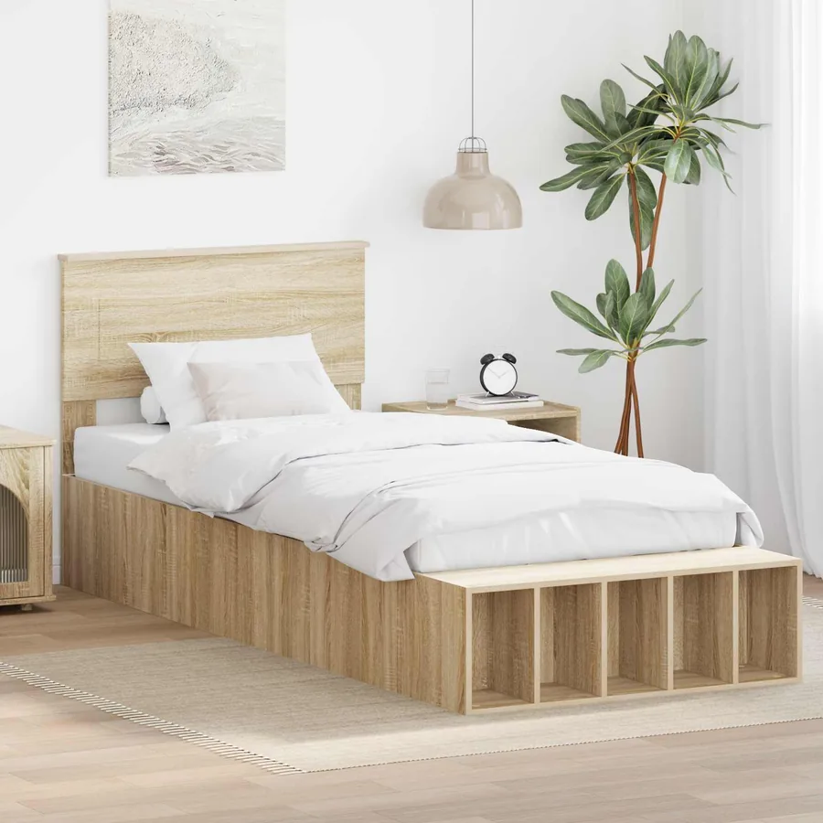 Cadre de lit Chêne Sonoma 75 x 190 cm Bois d'ingénierie