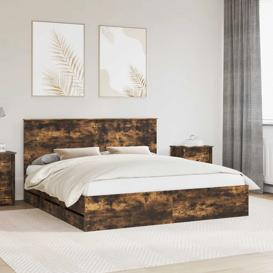 Cadre de lit Chêne fumé 180 x 200 cm Bois Ingénierie