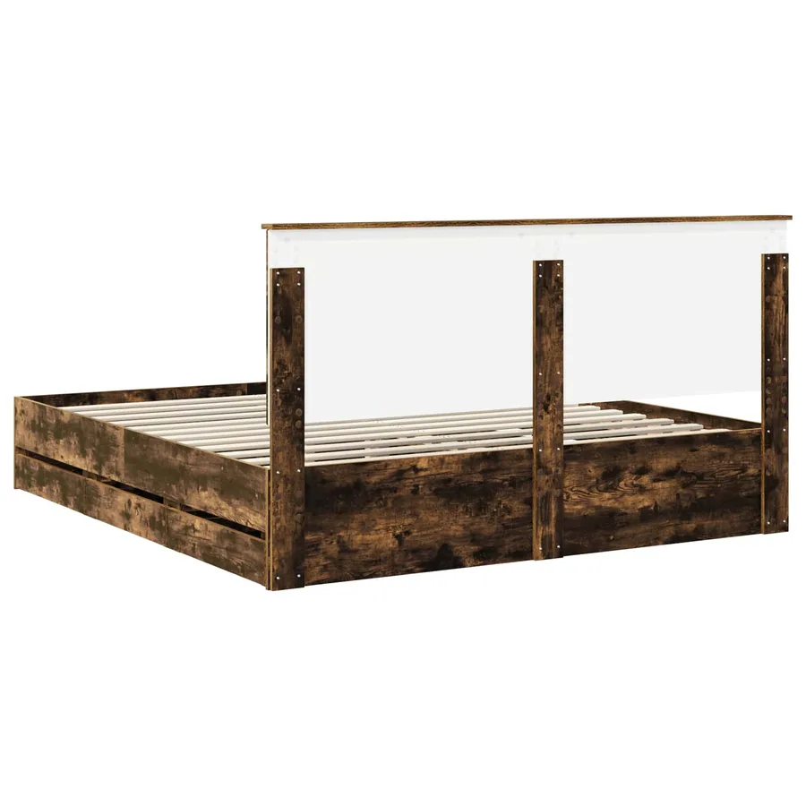 Cadre de lit Chêne fumé 180 x 200 cm Bois Ingénierie - 10