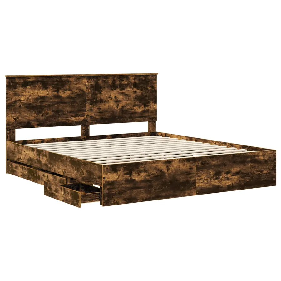 Cadre de lit Chêne fumé 180 x 200 cm Bois Ingénierie - 5