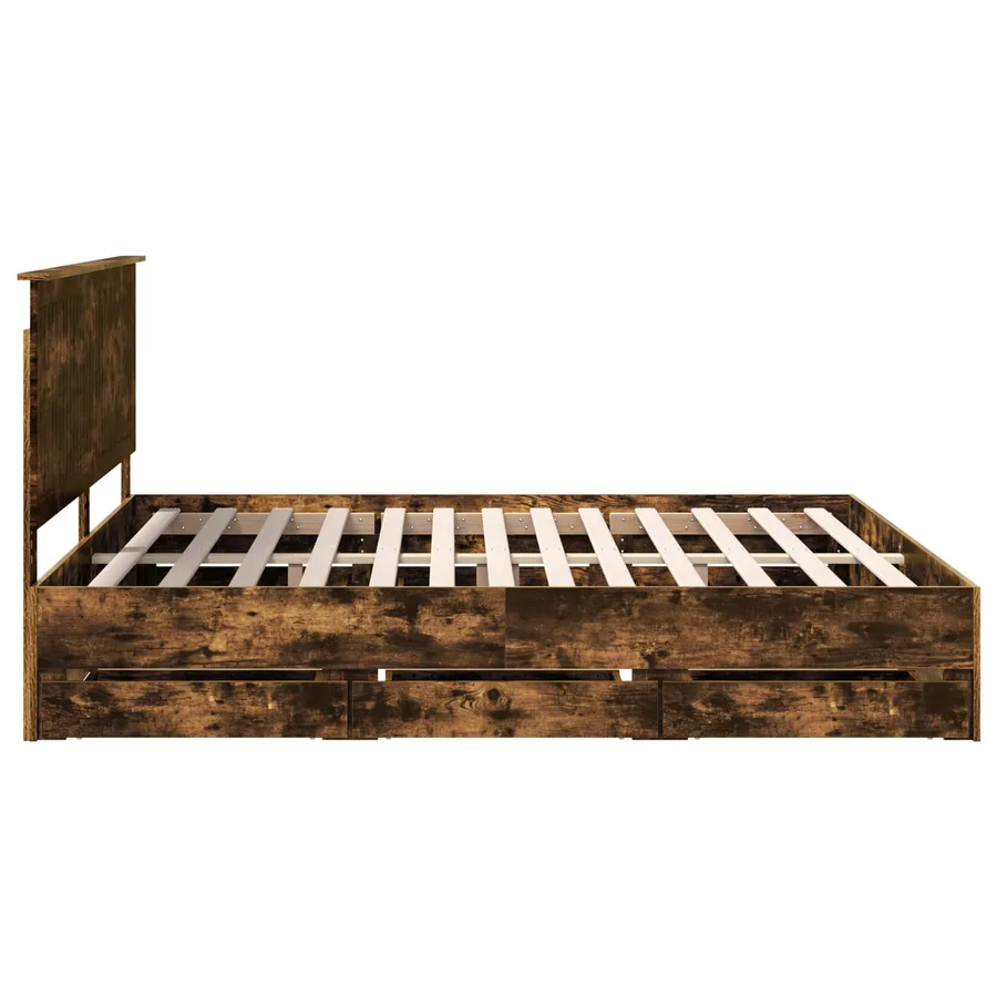 Cadre de lit Chêne fumé 180 x 200 cm Bois Ingénierie - 9