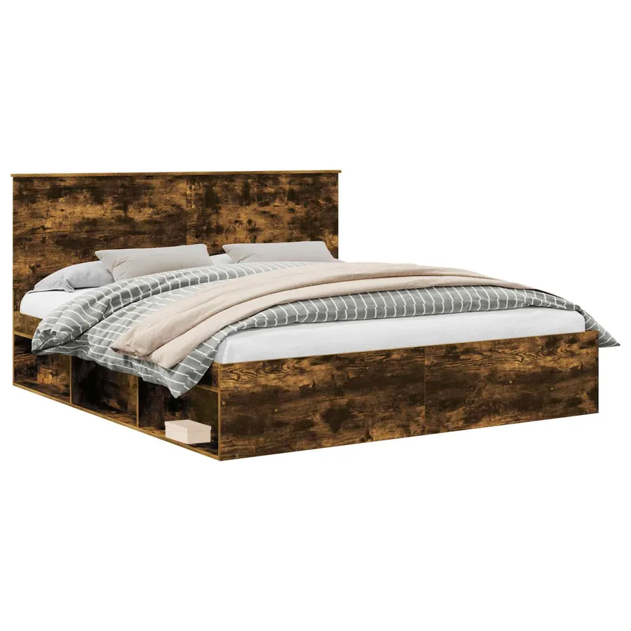 Cadre de lit Chêne fumé 180 x 200 cm Bois de pin massif - 2