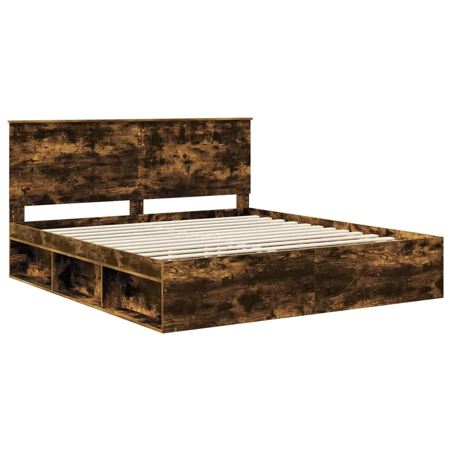 Cadre de lit Chêne fumé 180 x 200 cm Bois de pin massif - 4