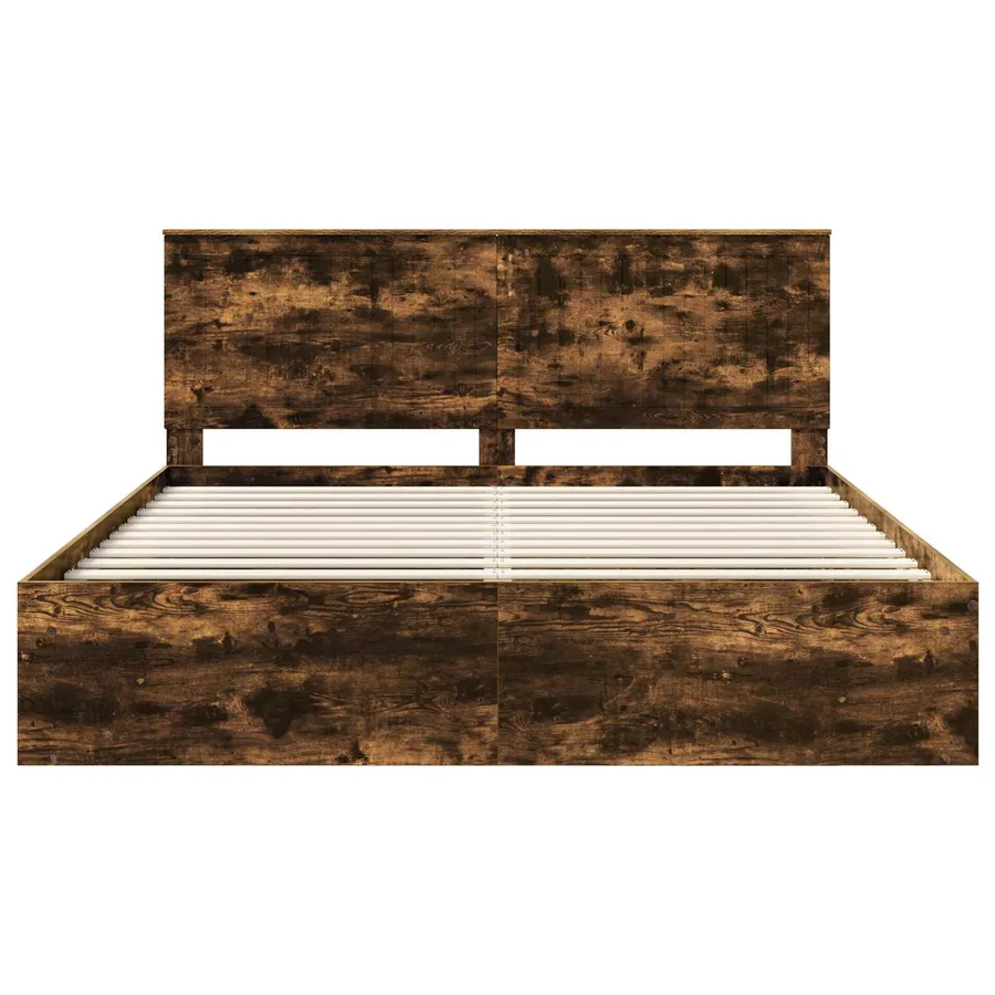 Cadre de lit Chêne fumé 180 x 200 cm Bois de pin massif - 7