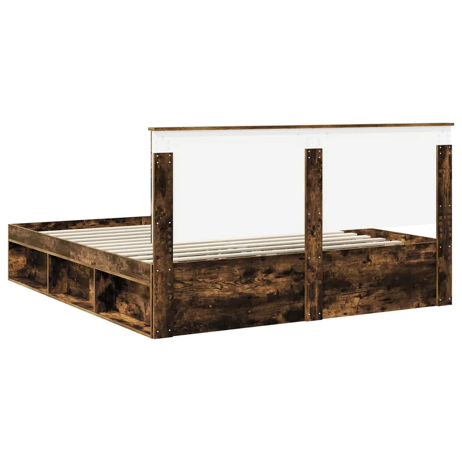Cadre de lit Chêne fumé 180 x 200 cm Bois de pin massif - 9