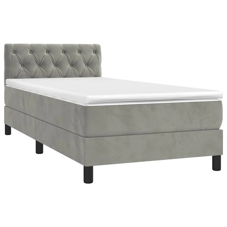 Sommier à lattes de lit avec matelas et LED Gris clair 80x200cm - 3